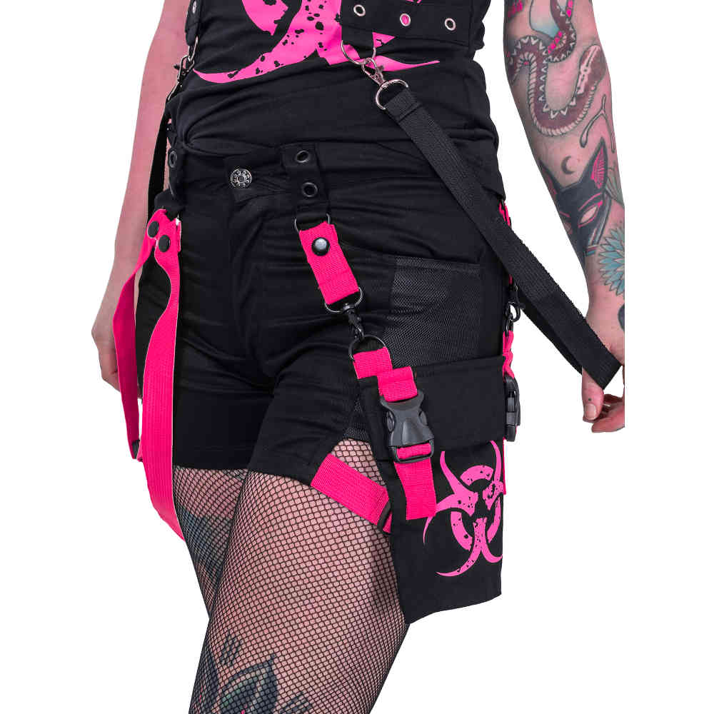 Poizen Industries - DANGER ZONE Kurze Hose - Schwarz/Rosa
